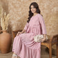 InWeave Light Pink Georgette R Neck Dress - Swadesiicart