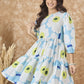 InWeave Sky Blue Big Print Short Dress - Swadesiicart