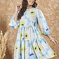 InWeave Sky Blue Big Print Short Dress - Swadesiicart