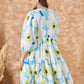 InWeave Sky Blue Big Print Short Dress - Swadesiicart