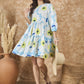 InWeave Sky Blue Big Print Short Dress - Swadesiicart