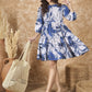 InWeave Navy White Tie Dye Short Dress - Swadesiicart