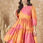 InWeave Peach Orange Print Short Dress - Swadesiicart