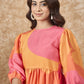 InWeave Peach Orange Print Short Dress - Swadesiicart