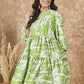 InWeave Apple Green White Short Dress - Swadesiicart