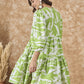 InWeave Apple Green White Short Dress - Swadesiicart