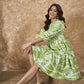 InWeave Apple Green White Short Dress - Swadesiicart