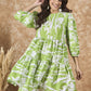 InWeave Apple Green White Short Dress - Swadesiicart