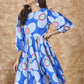 InWeave Blue White Flower Short Dress - Swadesiicart