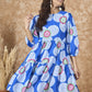 InWeave Blue White Flower Short Dress - Swadesiicart