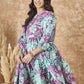 InWeave Green Purple Print Short Dress - Swadesiicart