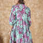 InWeave Green Purple Print Short Dress - Swadesiicart
