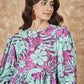 InWeave Green Purple Print Short Dress - Swadesiicart