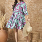 InWeave Green Purple Print Short Dress - Swadesiicart