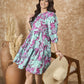 InWeave Green Purple Print Short Dress - Swadesiicart