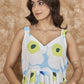 InWeave Sky Blue Big Print Sweetheart Dress - Swadesiicart