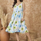 InWeave Sky Blue Big Print Sweetheart Dress - Swadesiicart