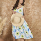InWeave Sky Blue Big Print Sweetheart Dress - Swadesiicart