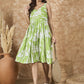 InWeave Apple Green White Sweetheart Dress - Swadesiicart