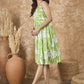 InWeave Apple Green White Sweetheart Dress - Swadesiicart