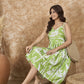 InWeave Apple Green White Sweetheart Dress - Swadesiicart