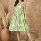 InWeave Apple Green White Sweetheart Dress - Swadesiicart