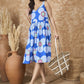 InWeave Blue White Flower Sweetheart Dress - Swadesiicart