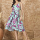 InWeave Green Purple Print Sweetheart Dress - Swadesiicart