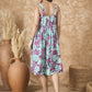 InWeave Green Purple Print Sweetheart Dress - Swadesiicart