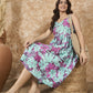 InWeave Green Purple Print Sweetheart Dress - Swadesiicart