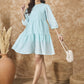 InWeave Sky Blue Chiffon Short Dress - Swadesiicart