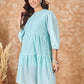 InWeave Sky Blue Chiffon Short Dress - Swadesiicart