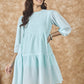 InWeave Sky Blue Chiffon Short Dress - Swadesiicart