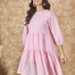 InWeave Pink Chiffon Short Dress - Swadesiicart