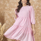 InWeave Pink Chiffon Short Dress - Swadesiicart