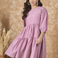 InWeave Mulberry Pink Chiffon Short Dress - Swadesiicart