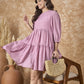 InWeave Mulberry Pink Chiffon Short Dress - Swadesiicart
