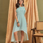 InWeave Sky Blue Chiffon Frill Dress - Swadesiicart