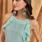 InWeave Sky Blue Chiffon Frill Dress - Swadesiicart