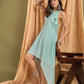 InWeave Sky Blue Chiffon Frill Dress - Swadesiicart