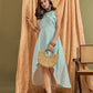 InWeave Sky Blue Chiffon Frill Dress - Swadesiicart