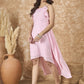 InWeave Pink Chiffon Frill Dress - Swadesiicart