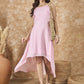 InWeave Pink Chiffon Frill Dress - Swadesiicart