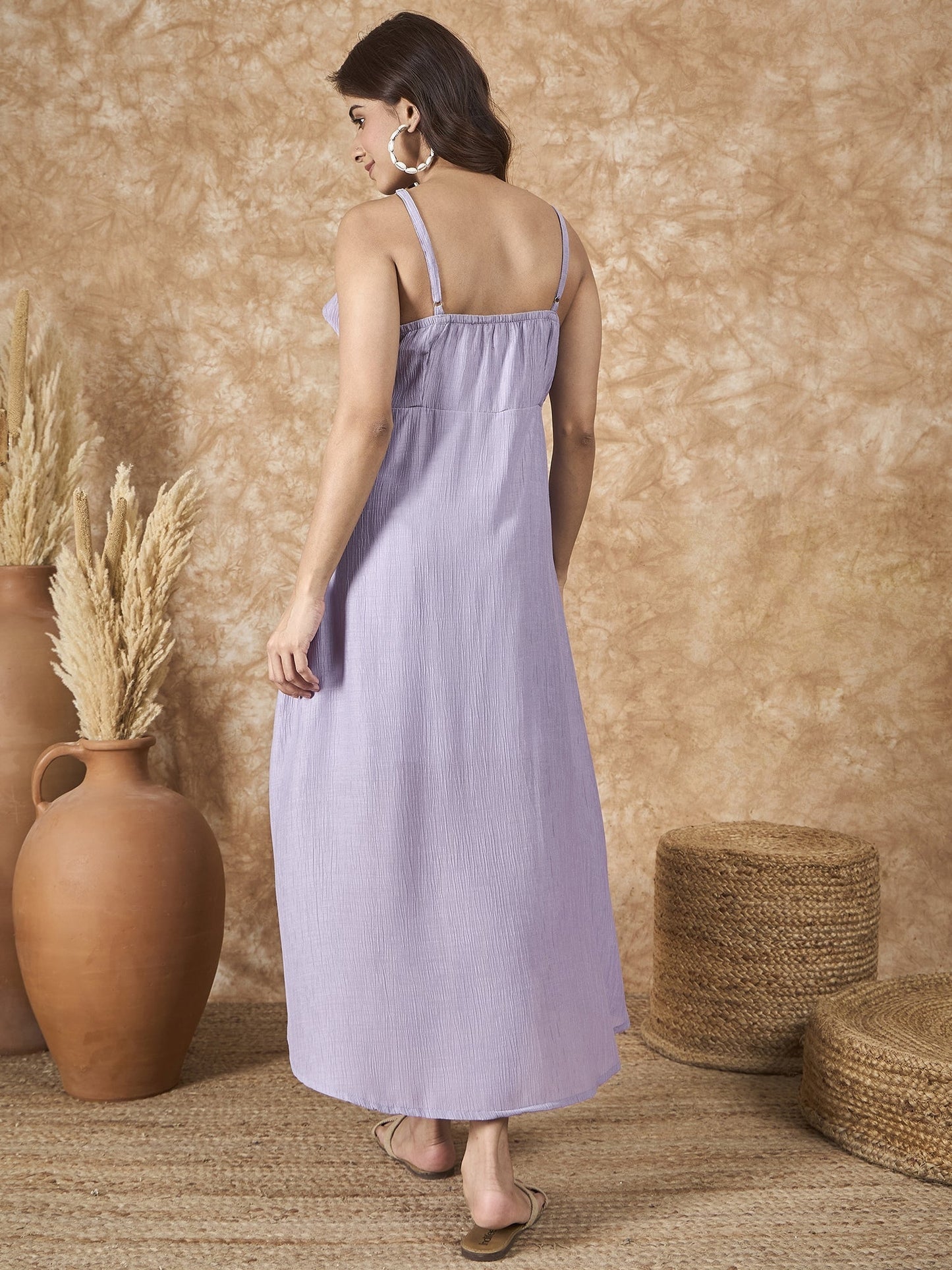 InWeave Lavender Chiffon Frill Dress - Swadesiicart