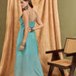 InWeave Cadet Blue Chiffon Frill Dress - Swadesiicart