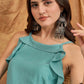 InWeave Cadet Blue Chiffon Frill Dress - Swadesiicart