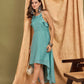 InWeave Cadet Blue Chiffon Frill Dress - Swadesiicart