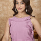 InWeave Mulberry Pink Chiffon Frill Dress - Swadesiicart