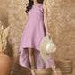 InWeave Mulberry Pink Chiffon Frill Dress - Swadesiicart