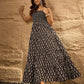 InWeave Black Arrow Ikkat Tiered Dress - Swadesiicart